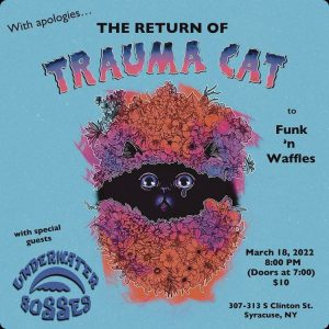 We will be joining Trauma Cat at Funk 'n Waffles Syracuse on March 18! 
Link to tickets and event below???? 

https://facebook.com/events/s/trauma-cat-wsg-underwater-boss/321704326576525/