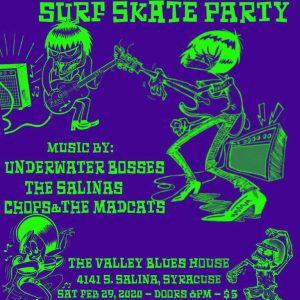 Surf and Skate party at the Valley Blues House with the Salinas, Chops and the Madcats and us of course!
