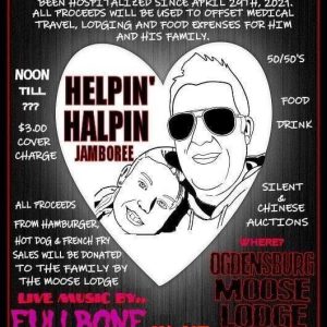 People of Ogdensburg! Come rock out with us today at the Moose Lodge and show your support for our friend Eric Halpin!